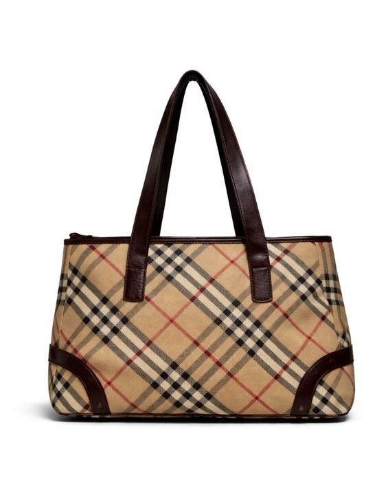 Burberry Handbags - Burberry London Tote Bag Nova Check Plaid Canvas Leather Trim Shoulder Bag